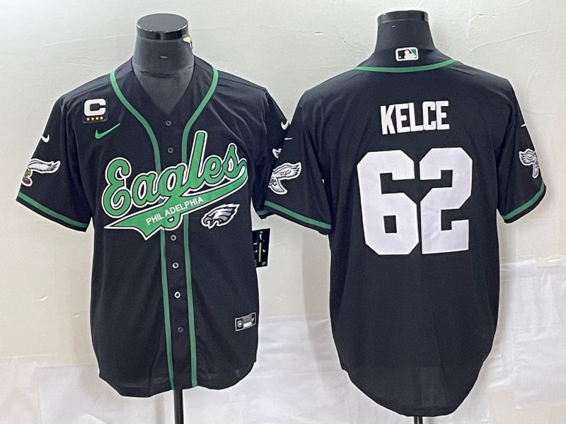 Men Philadelphia Eagles 62 Kelce Black Nike 2023 Co Branding Game NFL Jersey style 4